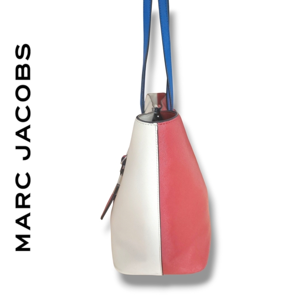 Marc Jacobs Sidekick Colorblock Tote Red White and Blue Handbag Silver & Red Tag - Picture 5 of 10